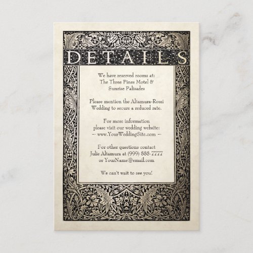 Wedding Details Card  Champagne Ivy Collection