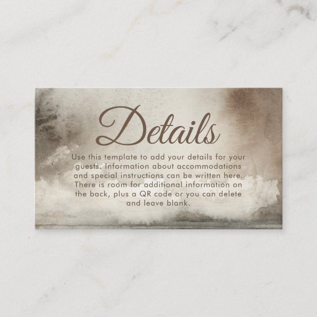 Wedding Details Card Ethereal Watercolor Neutral  (Front)