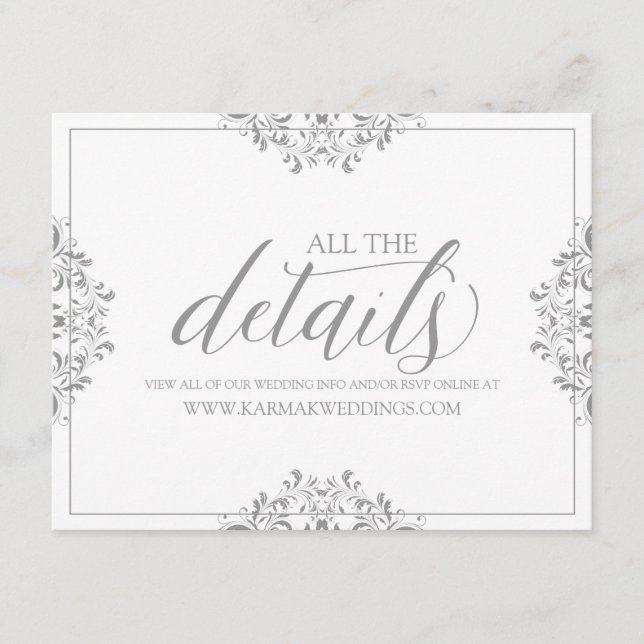 Wedding Details Card / Info Card | Nadine (Gray) (Front)