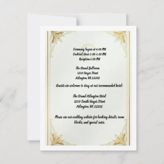 Wedding Details Card Minimalist Gold Acrylic Info