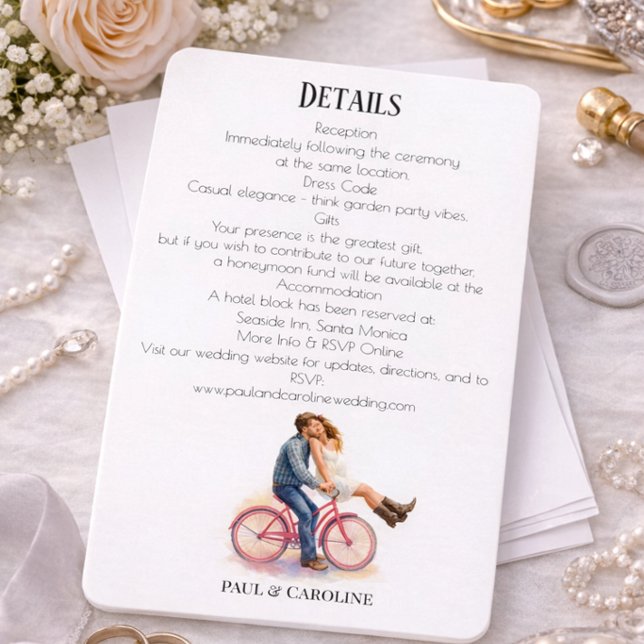 Wedding Details Card Romantic Bicycle Theme (Creator Uploaded)