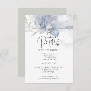 Wedding Details Dusty Blue Watercolor Roses Invitation