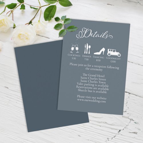 Wedding Details Dusty Blue Wedding Timeline Enclosure Card