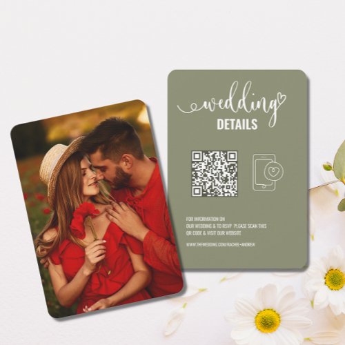 Wedding details  Elegant RSVP with QR Code Photo  Save The Date