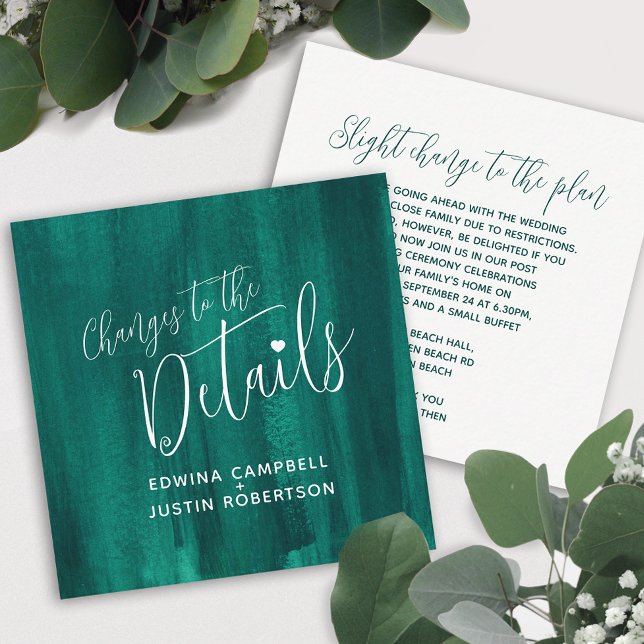Wedding details emerald green art changes enclosure card (Creator Uploaded)
