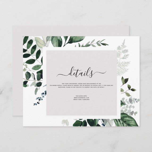 Wedding Details Eucalyptus Greenery Invitation (Front/Back)