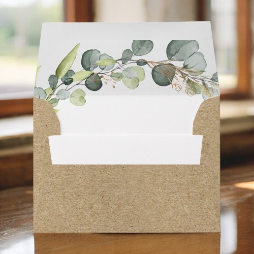 Wedding Details Eucalyptus Greenery Kraft Paper Envelope