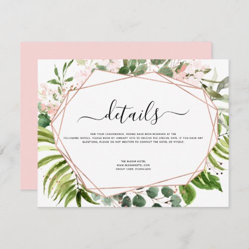 Wedding Details Eucalyptus Greenery Rose Gold Invitation