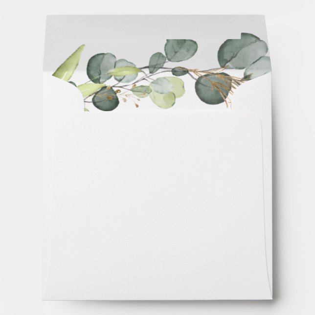 Wedding Details Eucalyptus Greenery Succulent Envelope (Back (Bottom))