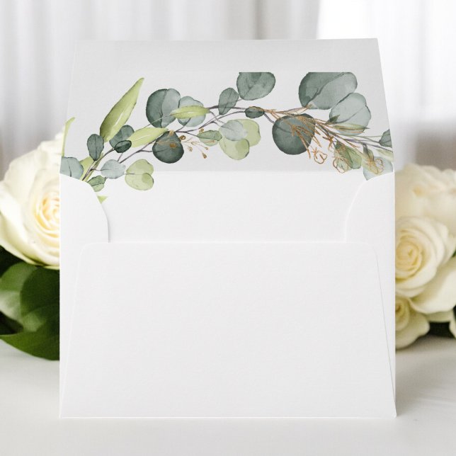 Wedding Details Eucalyptus Greenery Succulent Envelope (Creator Uploaded)