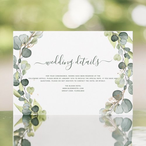 Wedding Details Eucalyptus Greenery Succulent Invitation