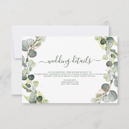 Wedding Details Eucalyptus Greenery Succulent Invitation