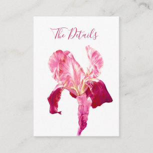 Wedding details flag iris red pink flower info enclosure card
