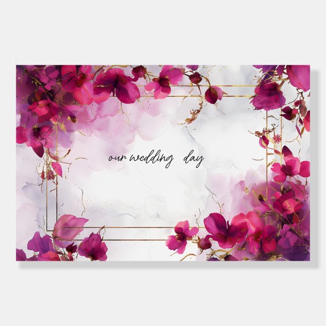 Wedding details Fuchsia Enchantment: Watercolor  Foam Board (Front)