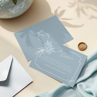 Wedding Details Hand Drawn Bow & Ribbon Bouquet Enclosure Card