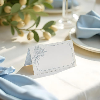 Wedding Details Hand Drawn Bow & Ribbon Bouquet Place Card