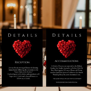 Wedding Details-Heart Shaped Red Roses Enclosure Card