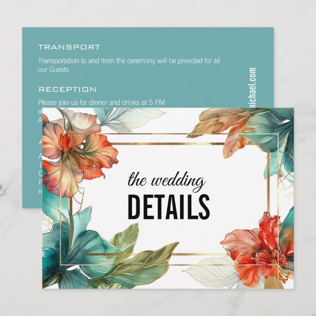 Wedding DETAILS Hibiscus Serenade Paradise Enclosure Card (Front/Back)