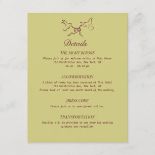 Wedding Details Illustrated Birds Enclosure Card