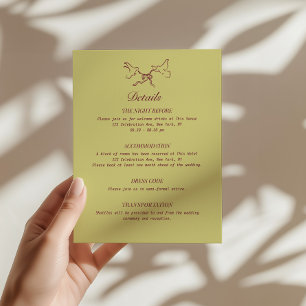 Wedding Details Illustrated Birds Enclosure Card