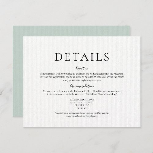 Wedding Details Information card