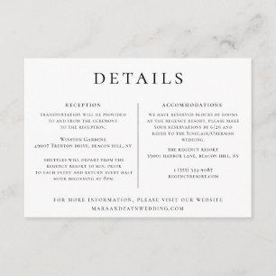 Wedding Details Information Template