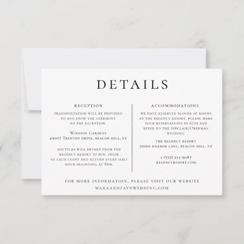 Wedding Details Information Template
