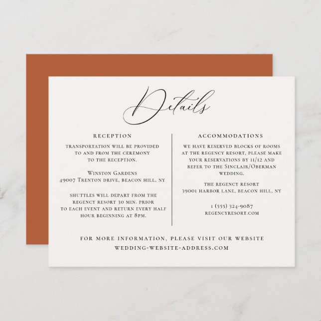 Wedding Details Information Template (Front/Back)