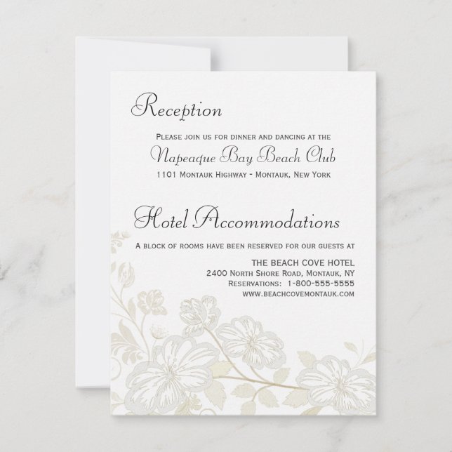 Wedding Details Insert Vertical-White Floral Posh Invitation (Front)