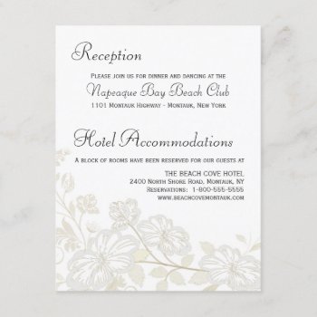Wedding Details Insert Vertical-white Floral Posh Invitation by weddingtrendy at Zazzle
