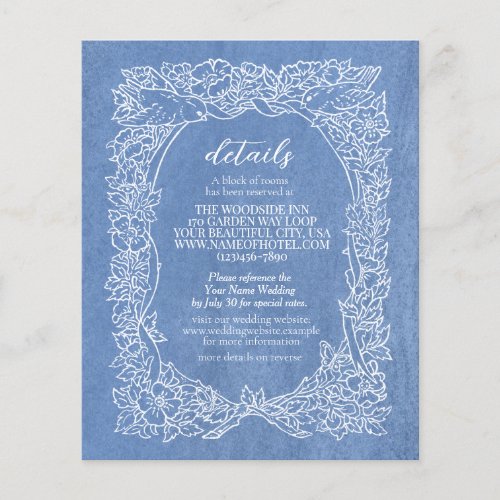 Wedding Details Light Blue Wildflower Bird Border  Flyer