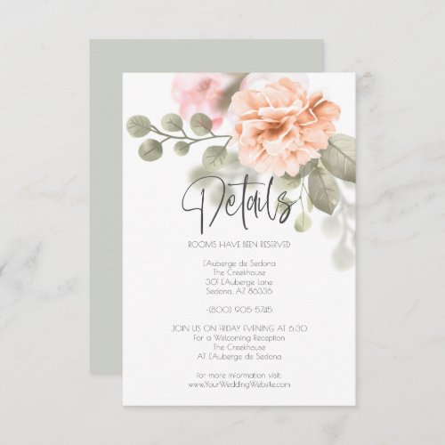 Wedding  Details Light Coral Peony Invitation