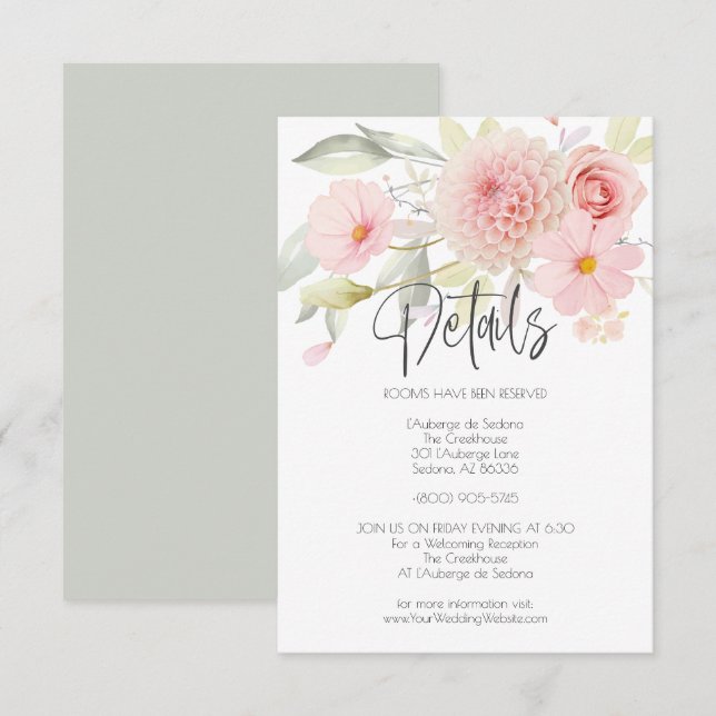 Wedding | Details Light Pink Floral Bouquet Invitation (Front/Back)