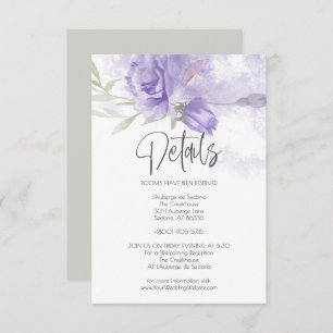 Wedding Details Lilac Purple Watercolor Rose Invitation
