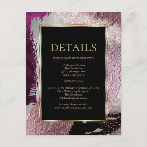 WEDDING DETAILS  Metallic Strokes Cassis Wine Enclosure Card