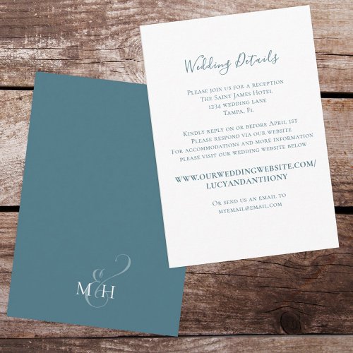 Wedding Details Minimalist Blue Simple Website Enclosure Card