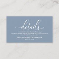 Wedding Details, Modern Dusty Blue Theme