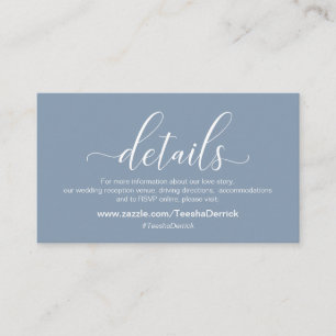 Wedding Details, Modern Dusty Blue Theme Enclosure Card