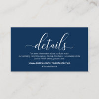 Wedding Details, Modern Navy Blue Theme