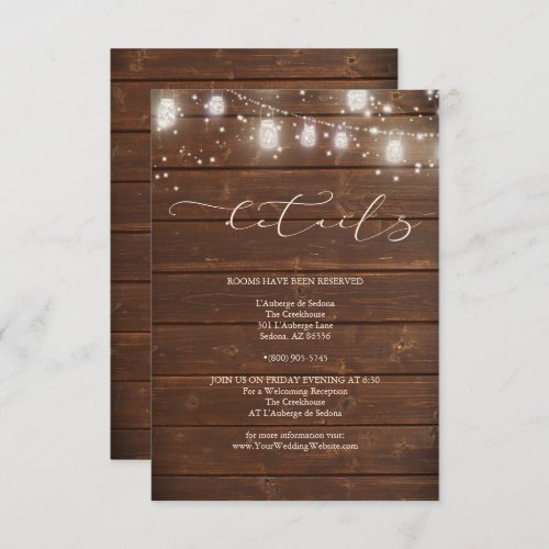 Wedding Details _ Modern Rustic String Lights Invitation