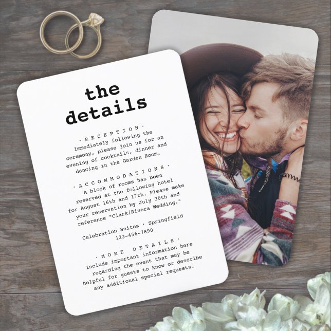 Wedding Details • Photo and Typewriter Typography Enclosure Card (Creator Uploaded)