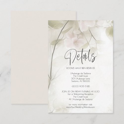 Wedding Details Pink Blush Peach Blossoms Invitation