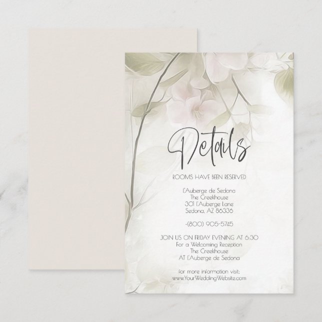 Wedding Details Pink Blush Peach Blossoms Invitation (Front/Back)