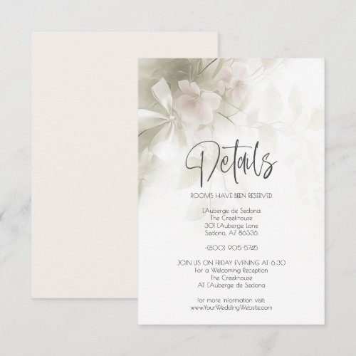 Wedding Details Pink Blush Peach Blossoms Invitation
