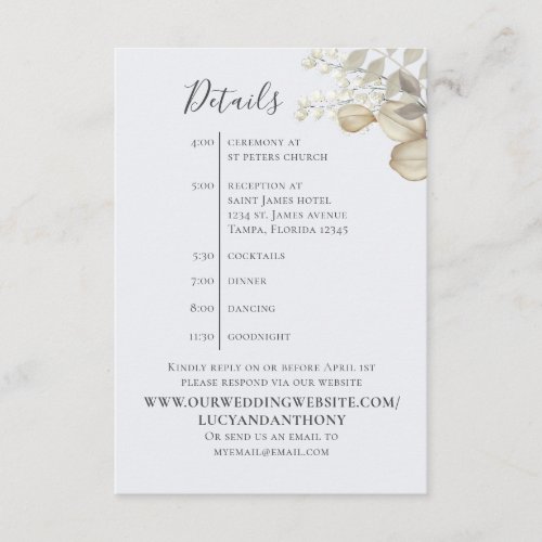 Wedding Details QR Code Foliage Light Blue Enclosure Card