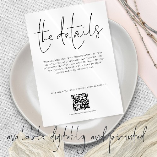  Wedding Details QR Code Script Enclosure Card