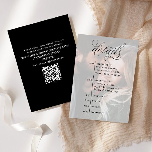 Wedding Details QR Code Simple Photo Timeline  Enclosure Card