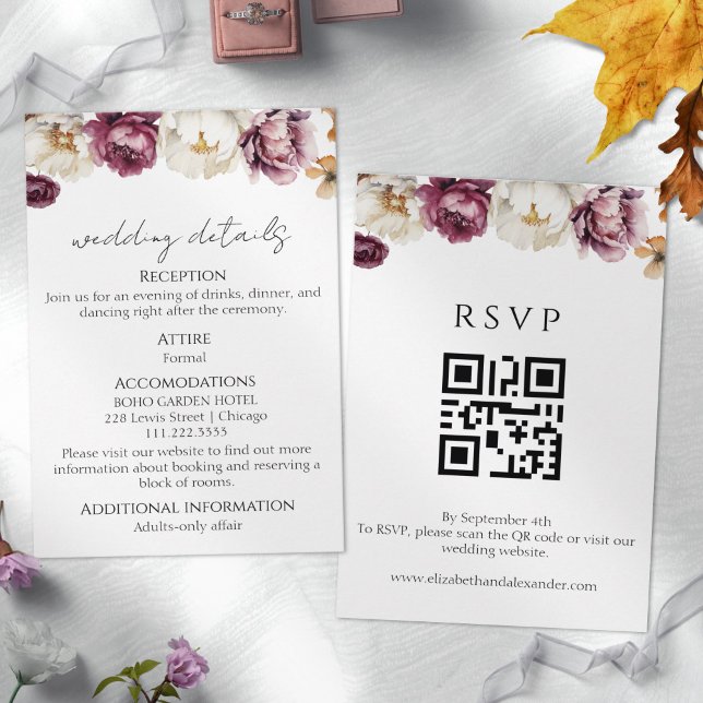 Wedding Details | RSVP | QR Code Enclosure Card (Creator Uploaded)