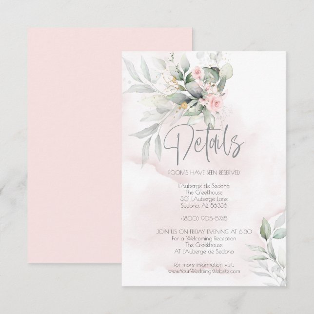 Wedding | Details Rustic Flowers and Eucalyptus Invitation (Front/Back)