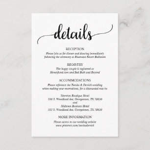 Wedding Details, Rustic Script Enclosure Card